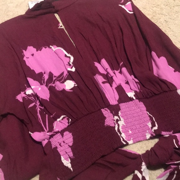 Free People Say You Luv Me Floral Blouse - Plum - Picture 6 of 7